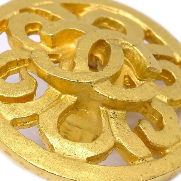 Chanel Button Earrings Clip-On Gold 95P - Picture 2 of 4